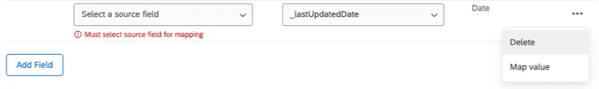 La opción para eliminar un campo aparece cuando haces clic en los 3 puntos y luego en eliminar.