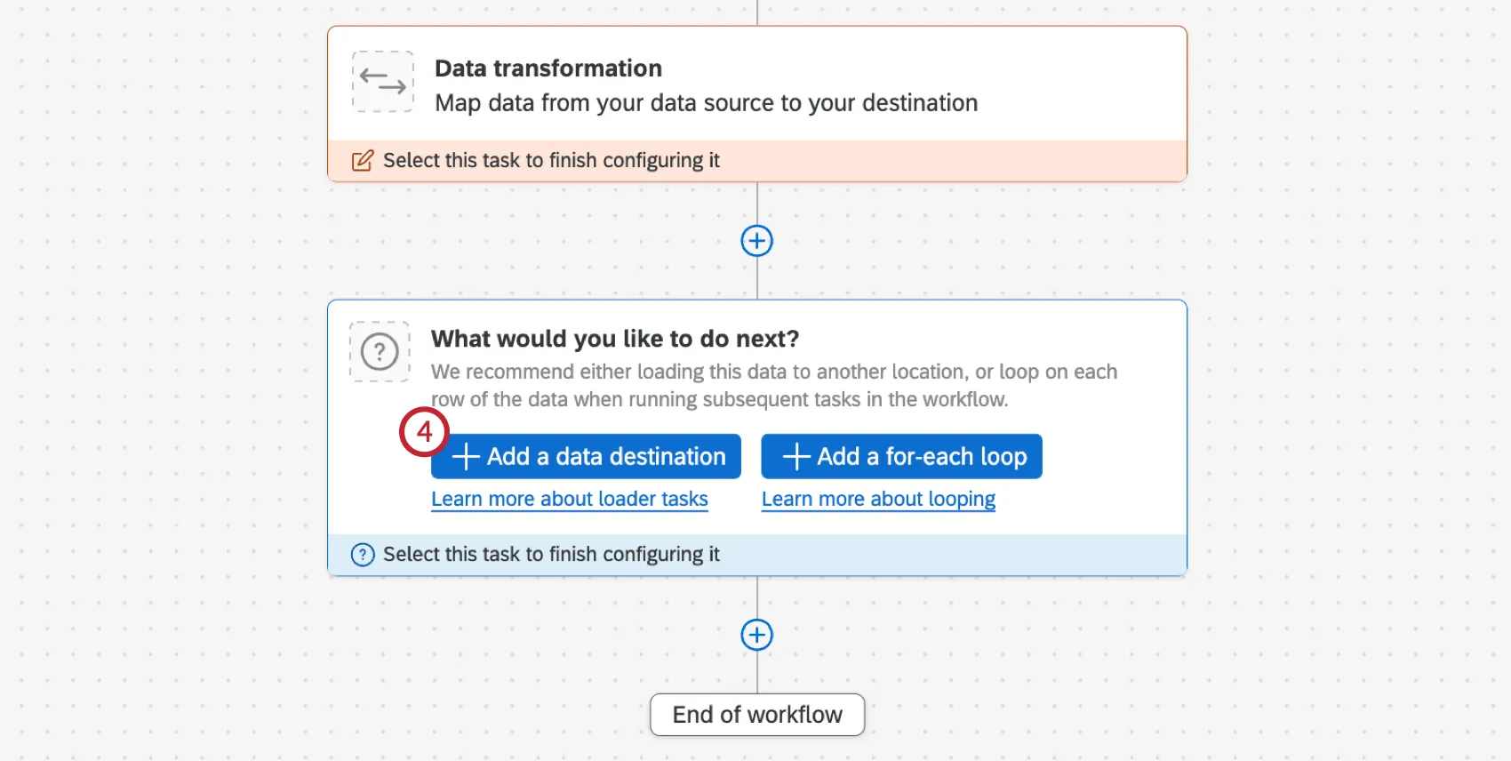 para adicionar um destino de dados a um fluxo de trabalho de ETL