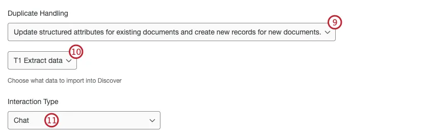 configuring duplicate handling and selecting a data type