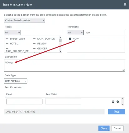 using the now function
