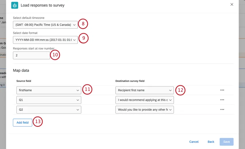 setting date formats and mapping fields