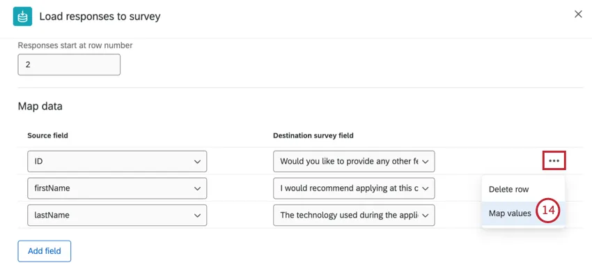 dropdown next to a field then Map Values highlighted from menu