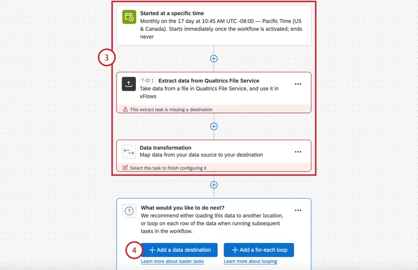 adicionar a tarefa extractor para o fluxo de trabalho etl e, em seguida, adicionar um destino