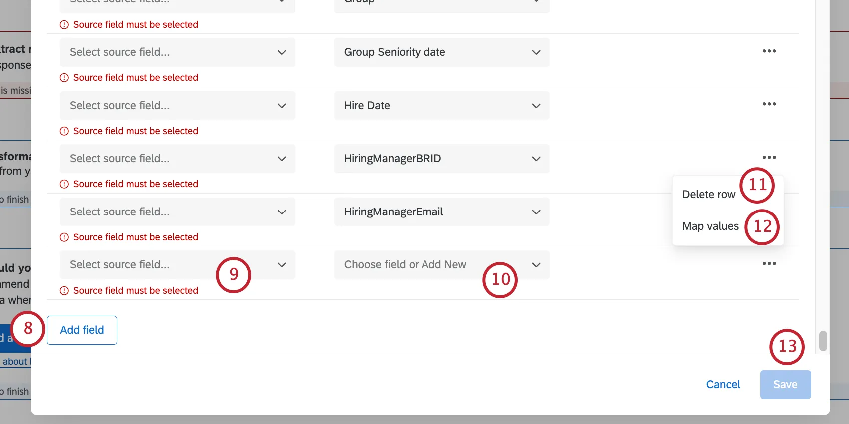 mapping fields using the load ex users task