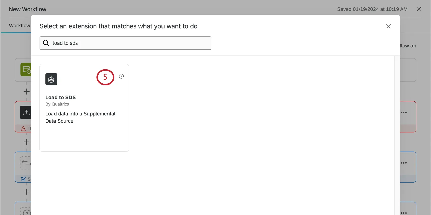 New window where you search and select tasks