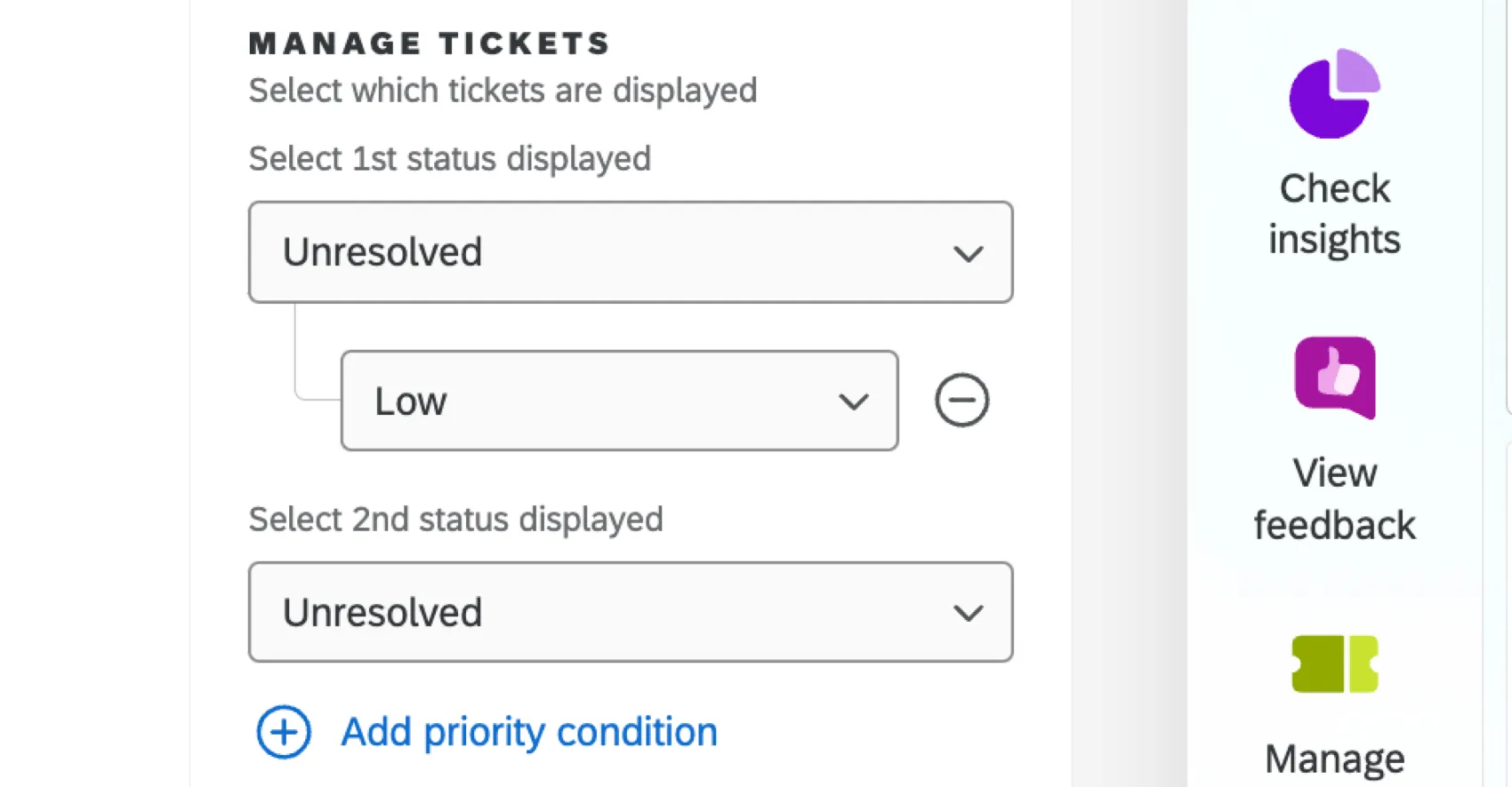 selecting ticket statuses to display on the home page