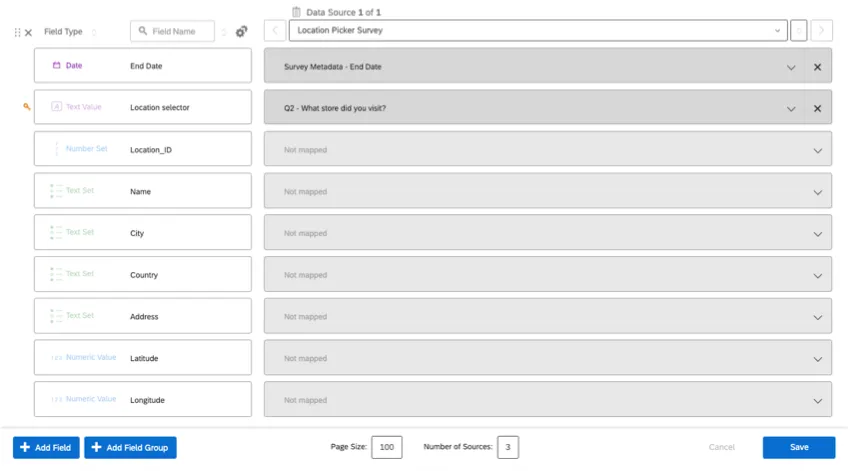 location fields appear but are greyed out to imply they cannot be added