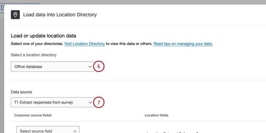choosing a location directory and extractor data source