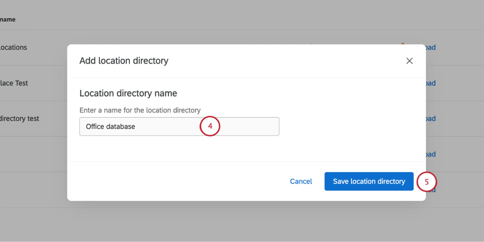 Nueva ventana donde se establece un nombre de directorio.