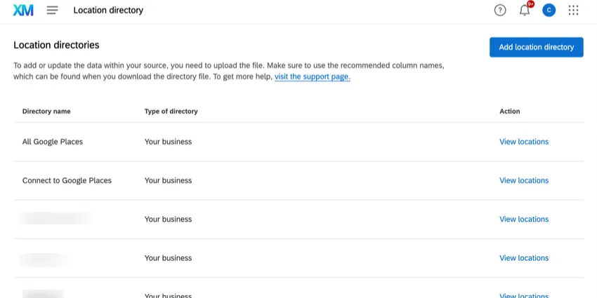 the location directory homepage