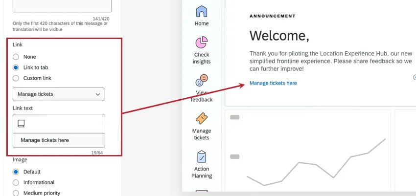 adding a link to the hub message