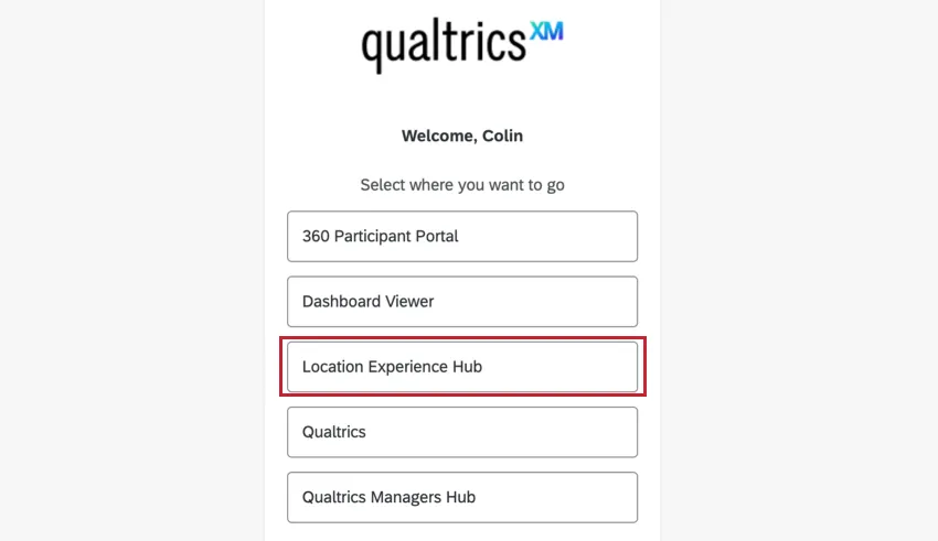 selezionare lhub dellesperienza di localizzazione al momento dellaccesso