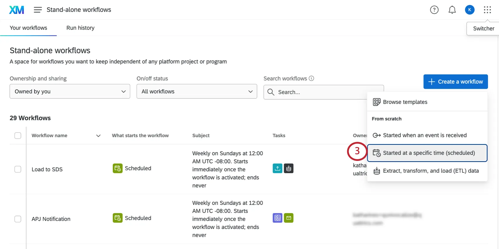 Going to workflows and making a scheduled workflow