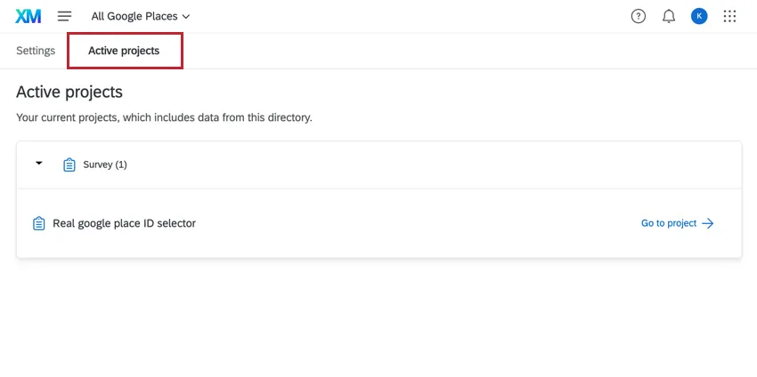 viewing active projects