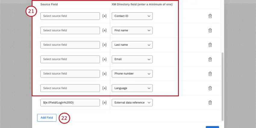 preset fields highlighted