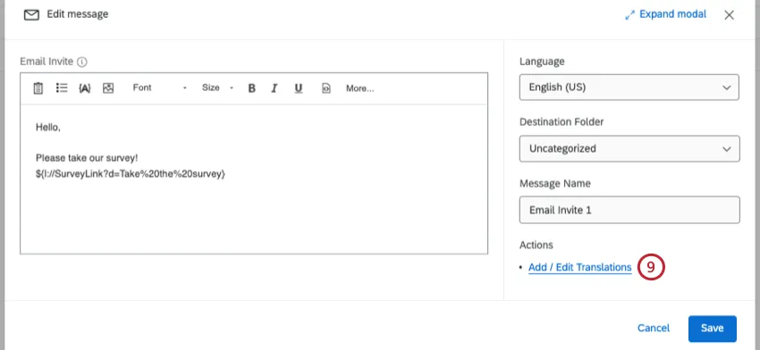 translate message option