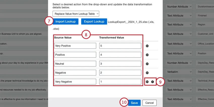 importare il file di lookup e modificare i lookup prima di salvarlo