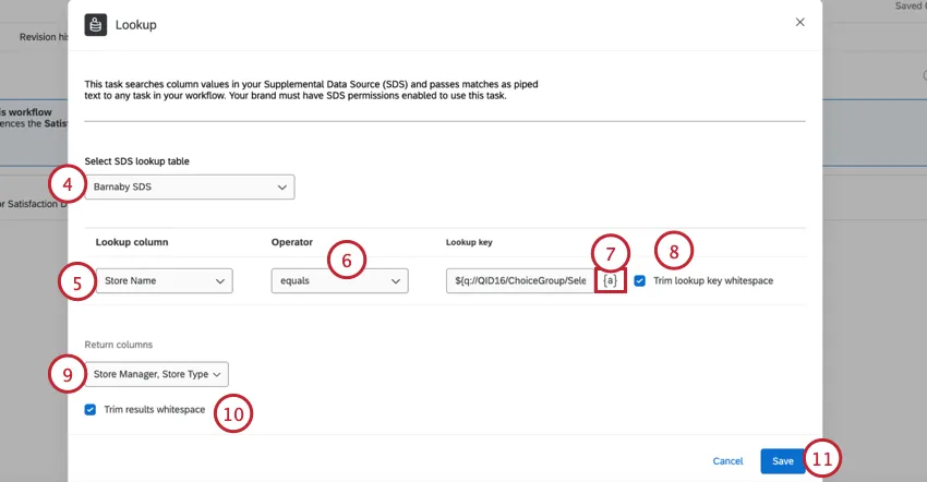 configuring the lookup