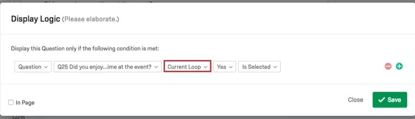 È selezionato il loop di corrente