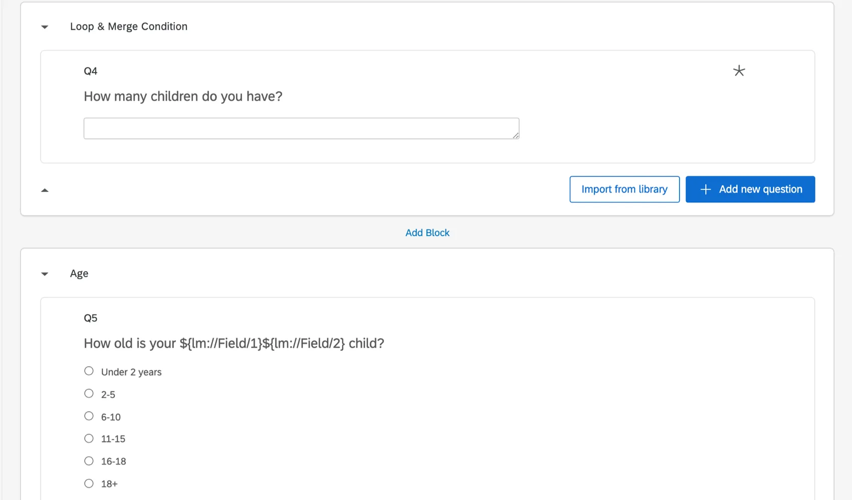 Question that asks for a number, followed by a separate block that is looped