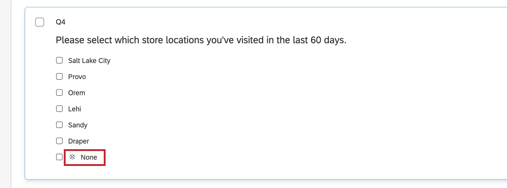 Image of the asterisk-like symbol next to an answer choice after marking it as exclusive