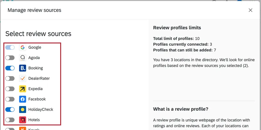 Usando los interruptores para habilitar fuentes adicionales
