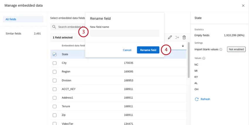 small modal opens where you enter the name