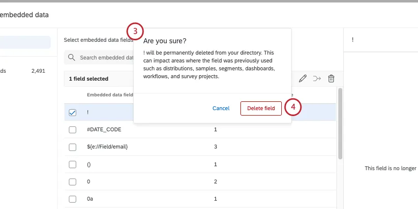 warning message with confirm button