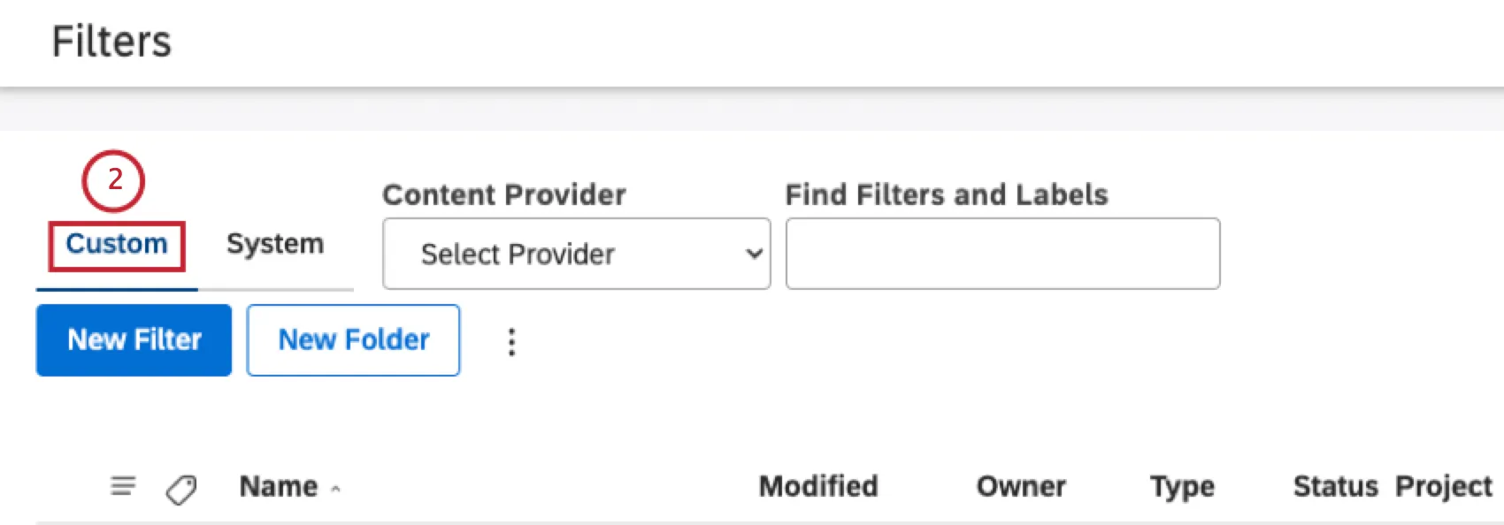 Select the Custom tab