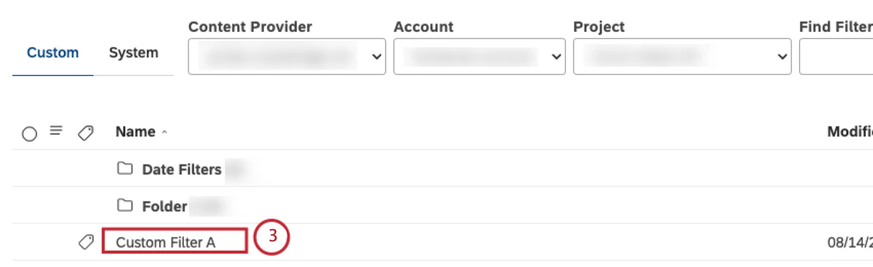Haga clic en el nombre del filtro.
