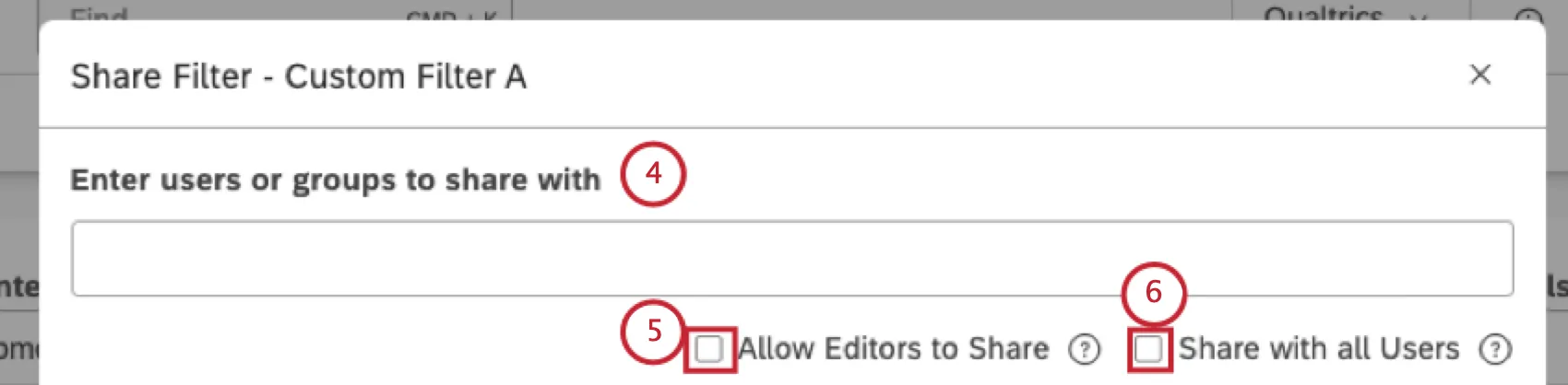 In the Share Filter window you can view all groups and users who can see and use your filter.