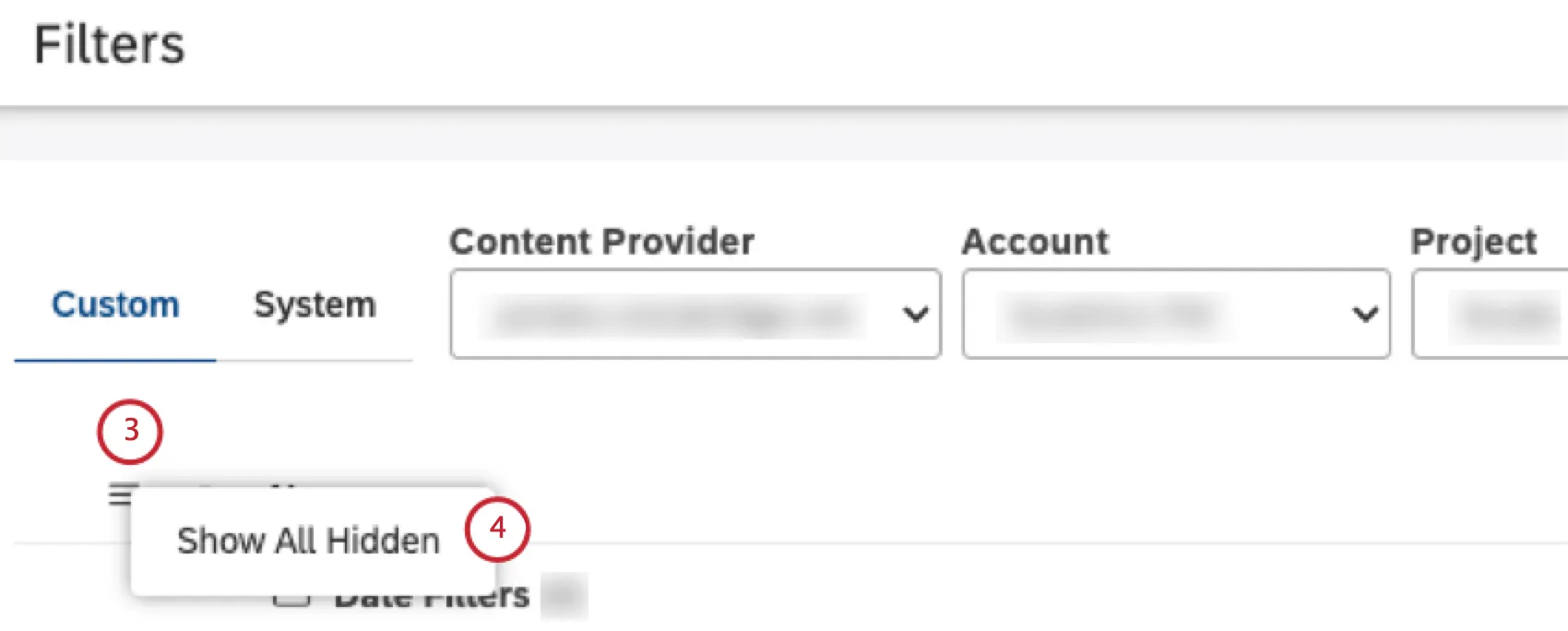 Cliquez sur Afficher tous les éléments cachés pour afficher les éléments cachés