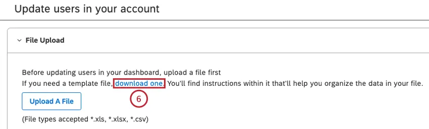 Haga clic en el enlace de descarga en la sección Carga de archivos