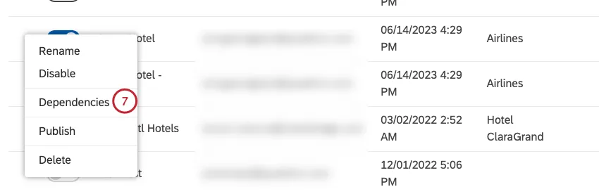 Sélectionnez Dépendances.