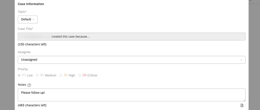 the fields for customizing a ticket