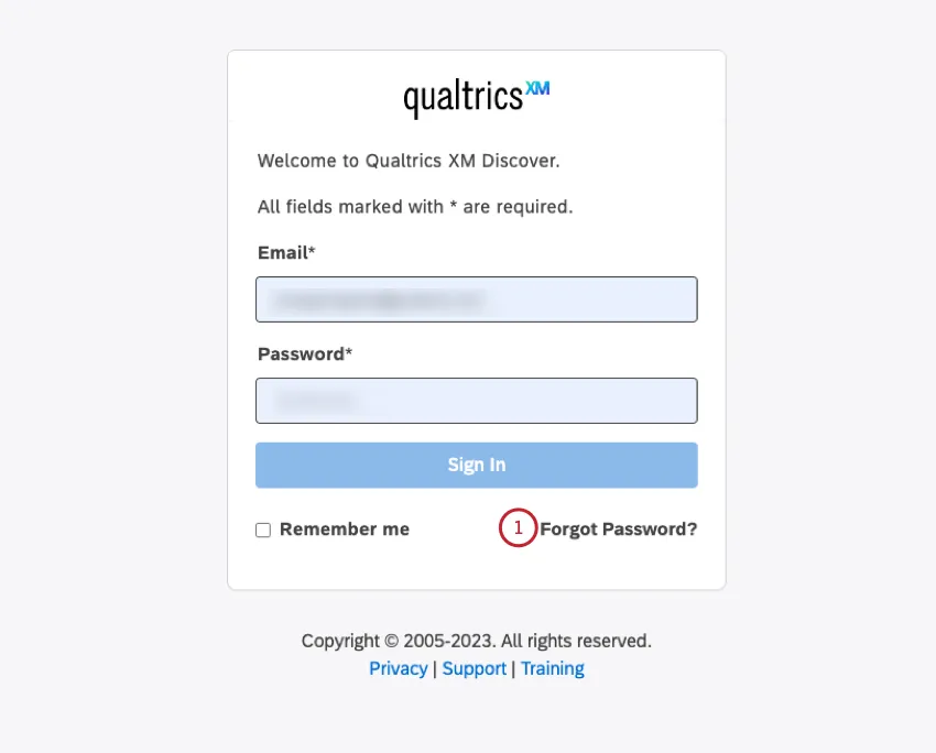 Fare clic sul link Password dimenticata nella pagina di accesso a Studio.