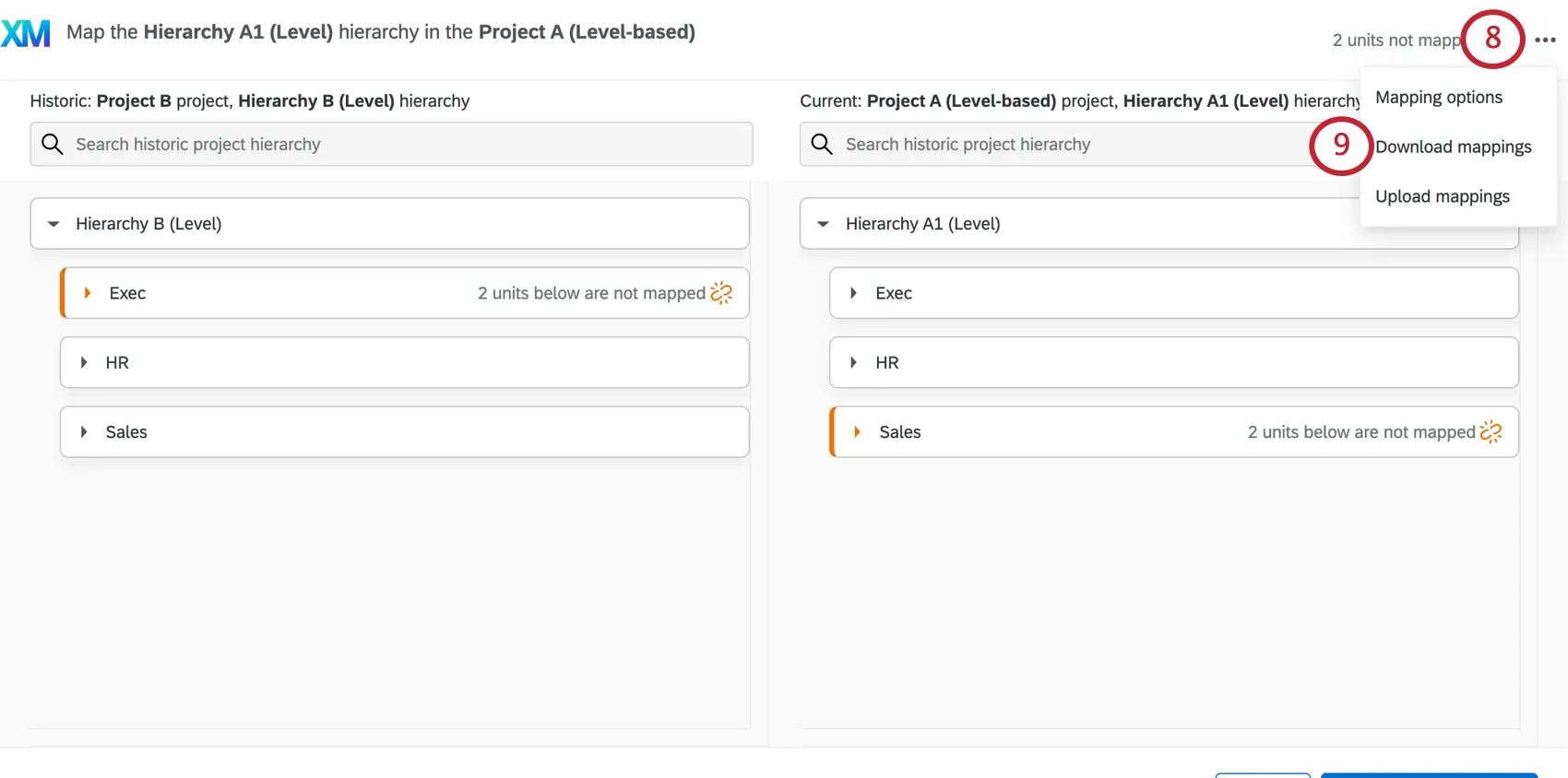 clicking the three dots in the top right and then Download mappings