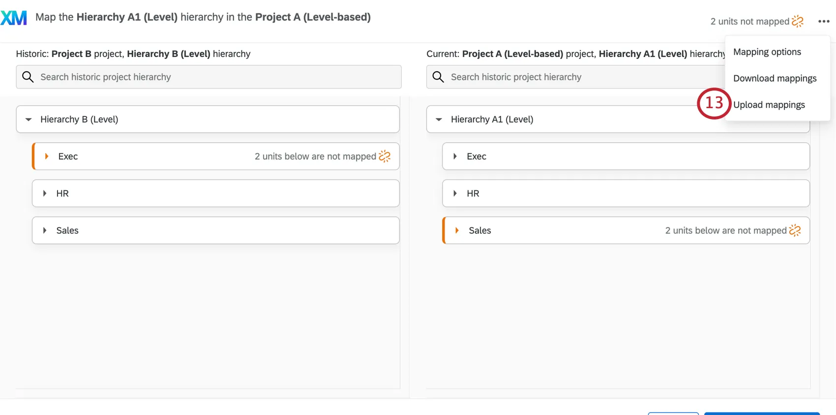 Clicking the three dots in the top right corner and then Upload mappings
