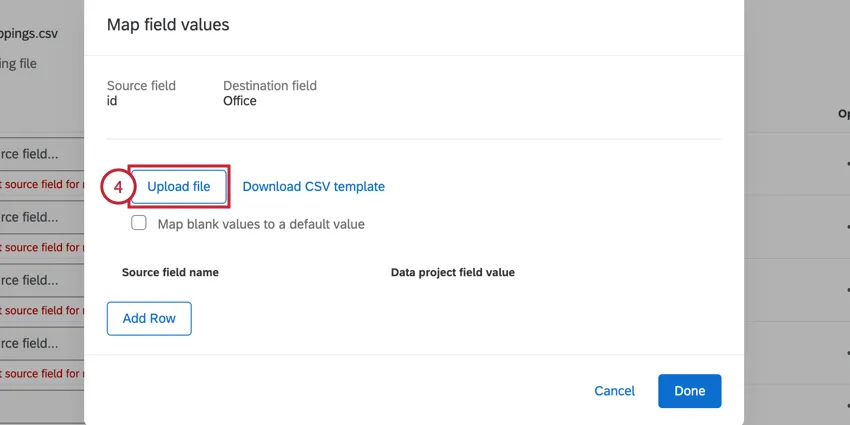 clicking Upload file