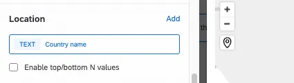 zoomed in image of editing pane of a map widget, shows Country name field in the location section
