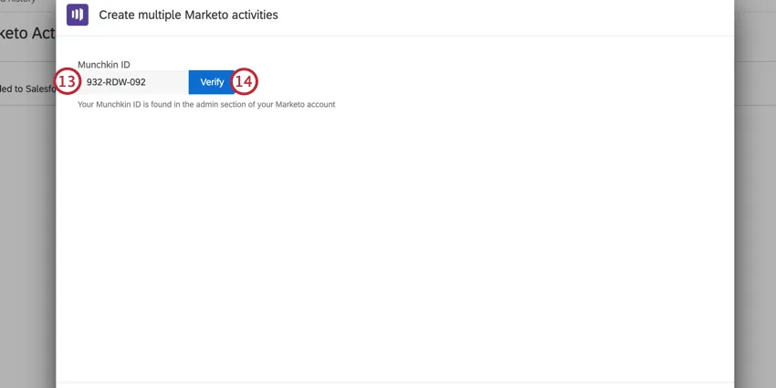 inserir um ID munchkin e clicar em verificar