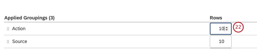 adjusting number of rows