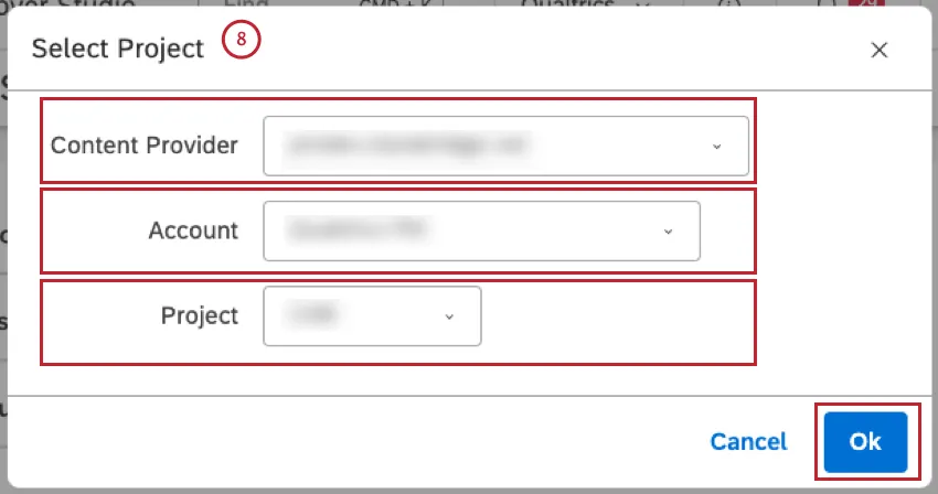 configuração de opções