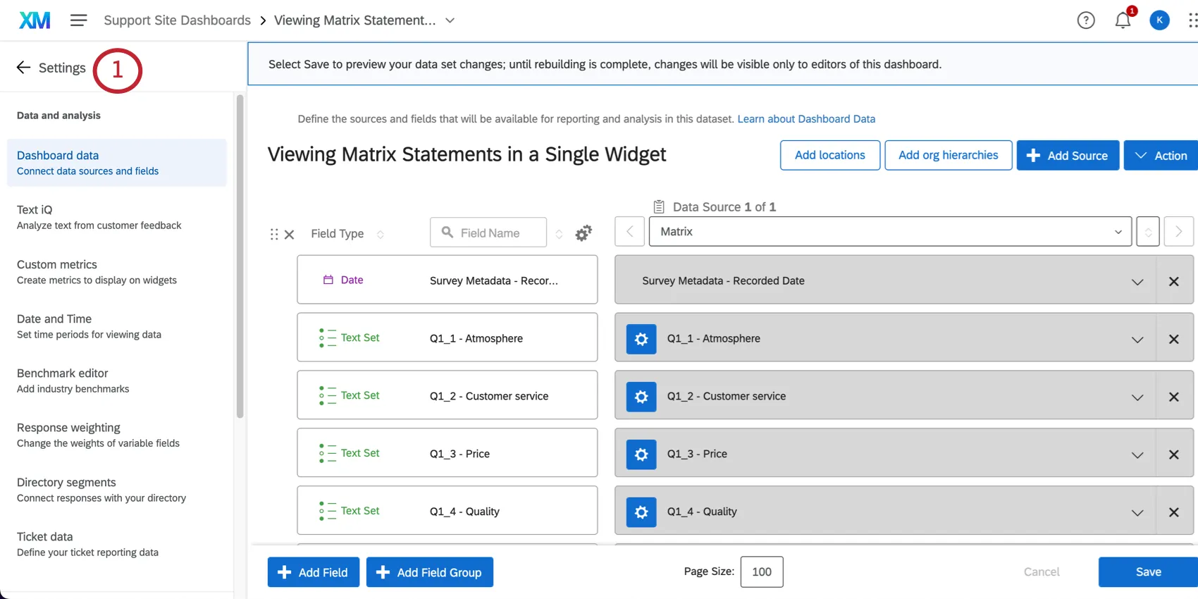 left facing arrow button upper-left of settings page