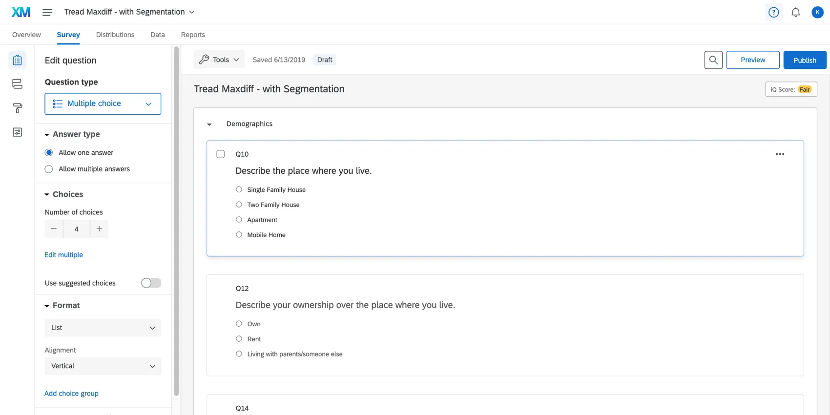 属性に関するアンケート調査