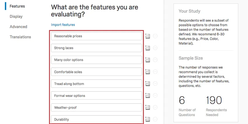 Name field at top of each attribute box