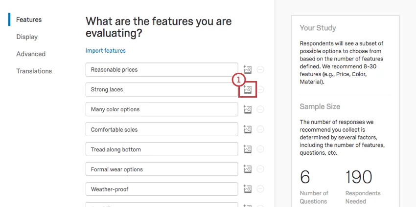 On the features page, next to every feature field is a tiny icon that looks like a sun behind a hill (a generic painting)