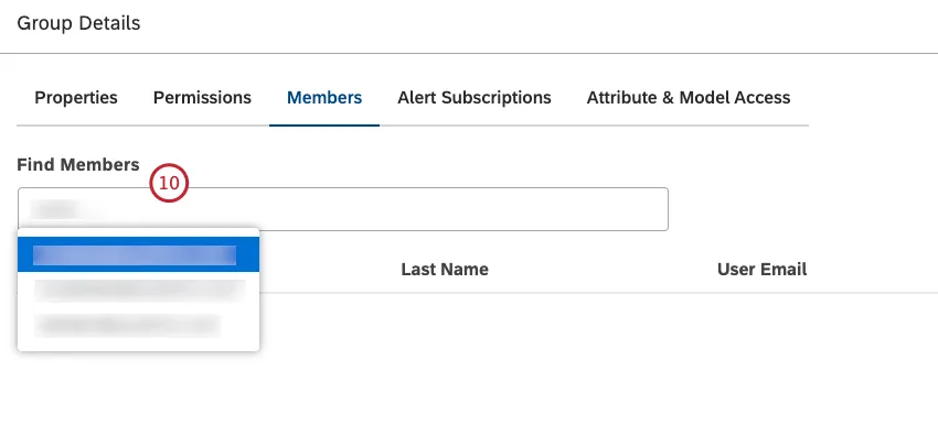 To add a person to a group, type their email into the search box.