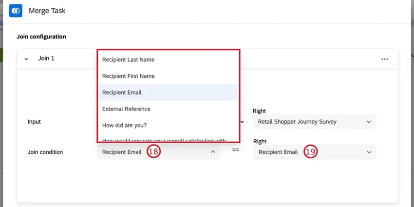 selecting a field to join your datasets on