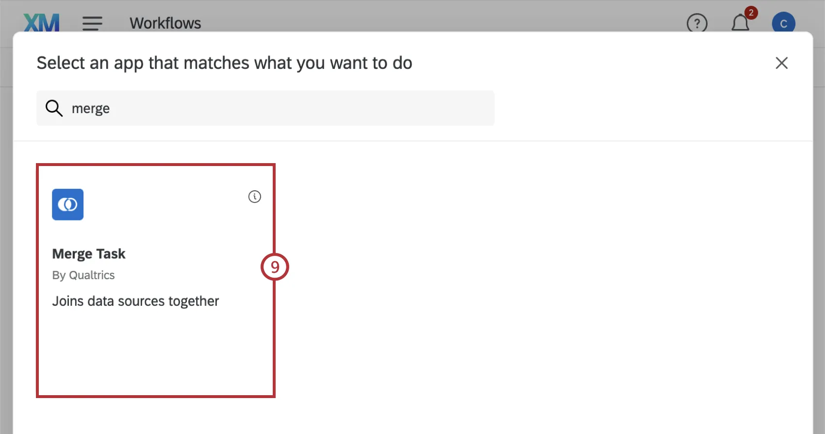 merge task within the task menu
